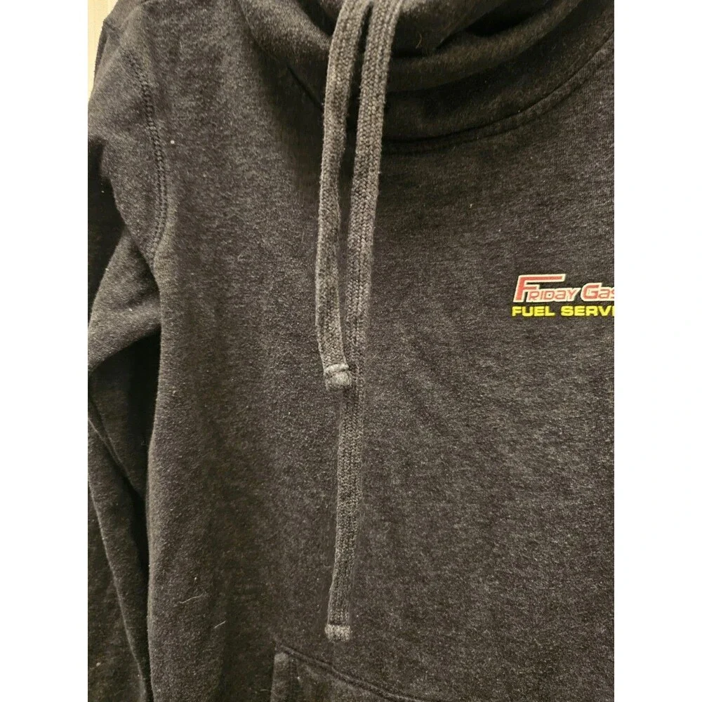 District Friday Gas and Oil Fleece Sweatshirt Hooded Mens Grey Large - Picture 4 of 11
